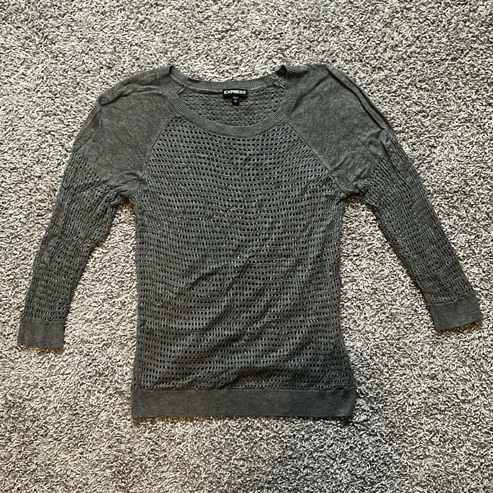 Grey Hollow Out Sweater